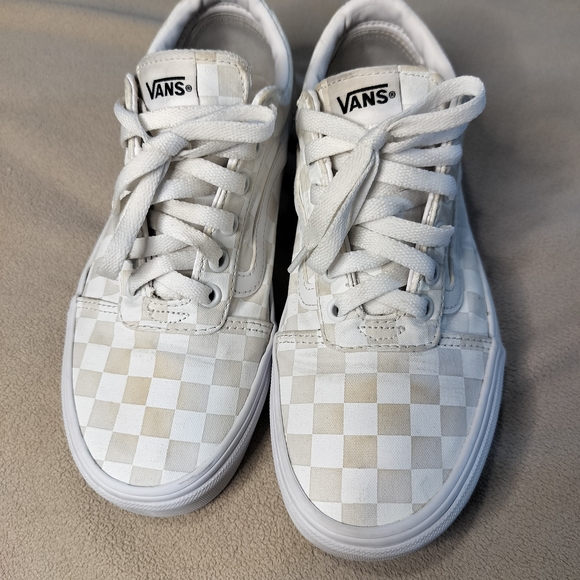 Vans Shoes - Vans White Cream Sneakers Iconic Checkered Design